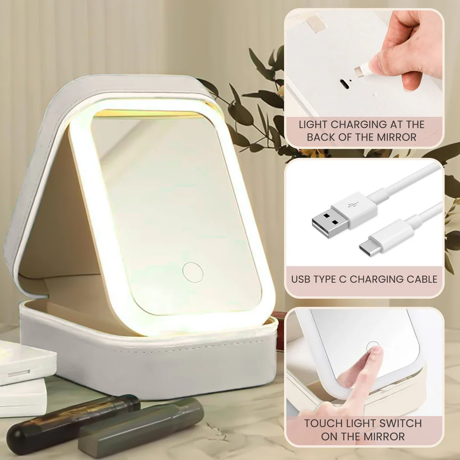 Custom LED Makeup Case with Cartoon Portrait & Positive I Am Quotes – Unique Personalized Makeup Box, Uplifting Gift for Daughter or Friend