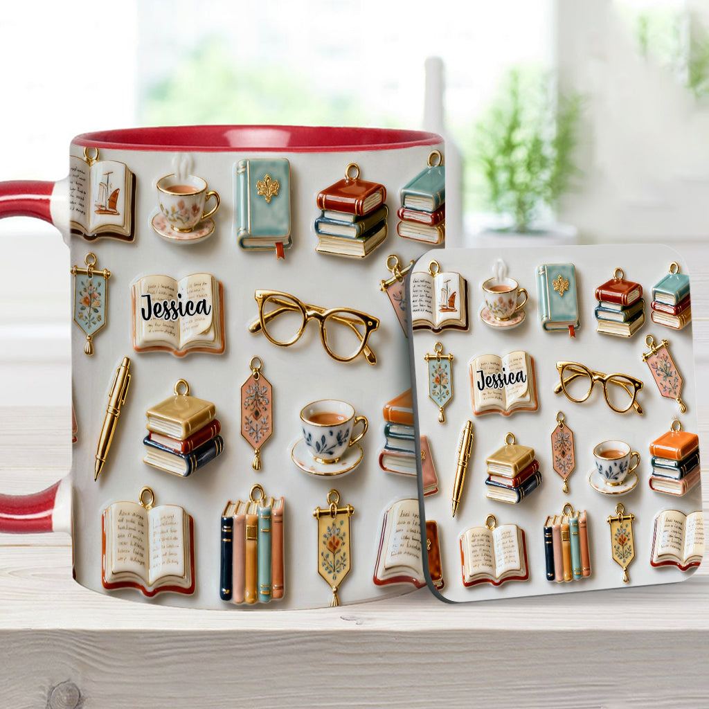 Just A Girl Who Loves Books - Personalized Book Accent Mug & Coaster