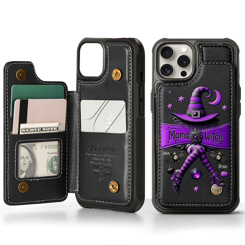 Halloween Gift For Grandma, Mama Witch - Personalized Mother Wallet Phone Case