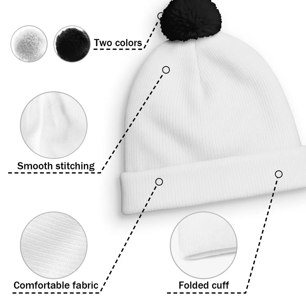 Personalized Bobble Beanie Hat for Dog Mom with Cartoon Woman & Pup – Cozy Christmas Style, Unique Gift for Pet Lovers