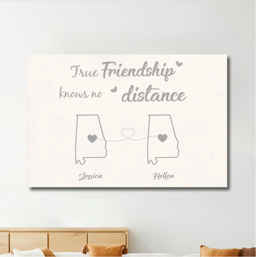 Personalized Friendship Ornament or Cup or Poster or Plaque or Keychain - True Friendship Knows No Distance-Distance Friends