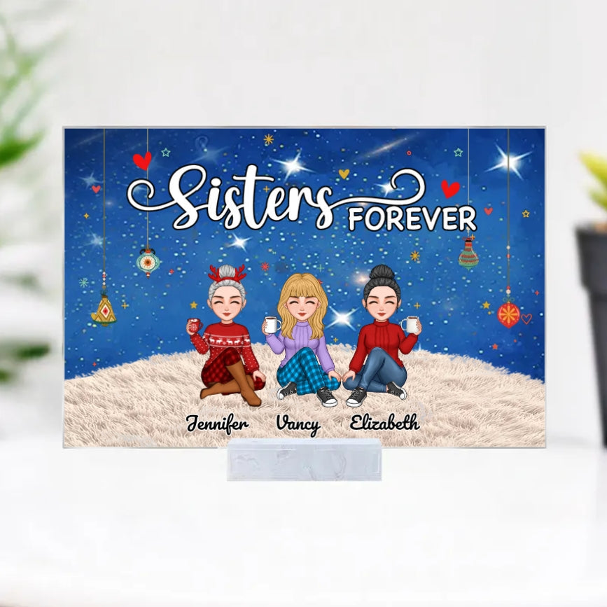 Sisters Forever - Personalized Cup,Keychain,Plaque,Ornament, Poster,   Blanket & Sign - Christmas Gift for Sisters