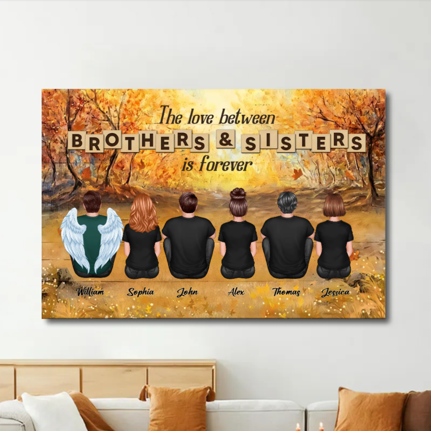 Personalized Family Forever Poster or Canvas, Keychain, Plaque, Car Hanger, Wallet Card - Perfect Gift for Siblings, Memorial Keepsake