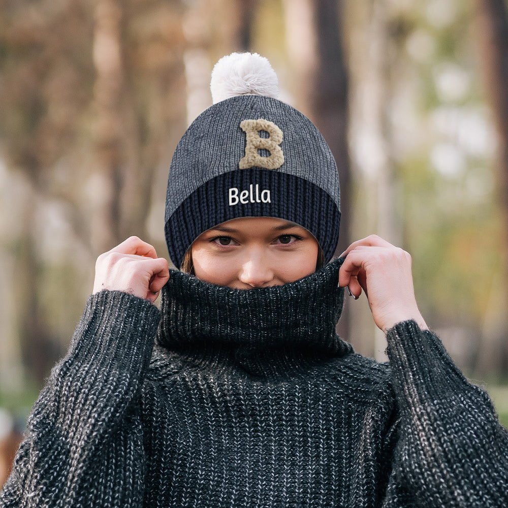 Initials Name Custom Alphabet - Personalized Family Beanie Hat
