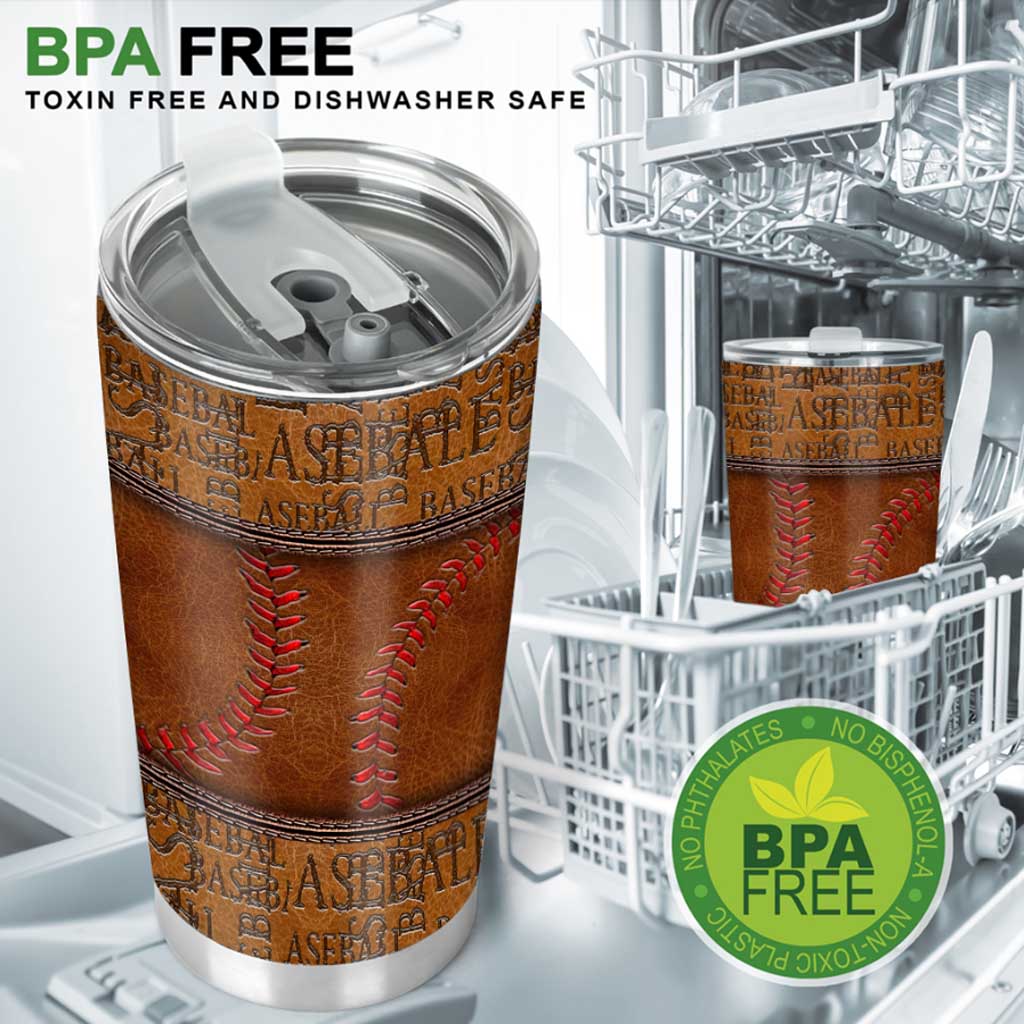 Baseball Printed Leather Pattern Tumbler