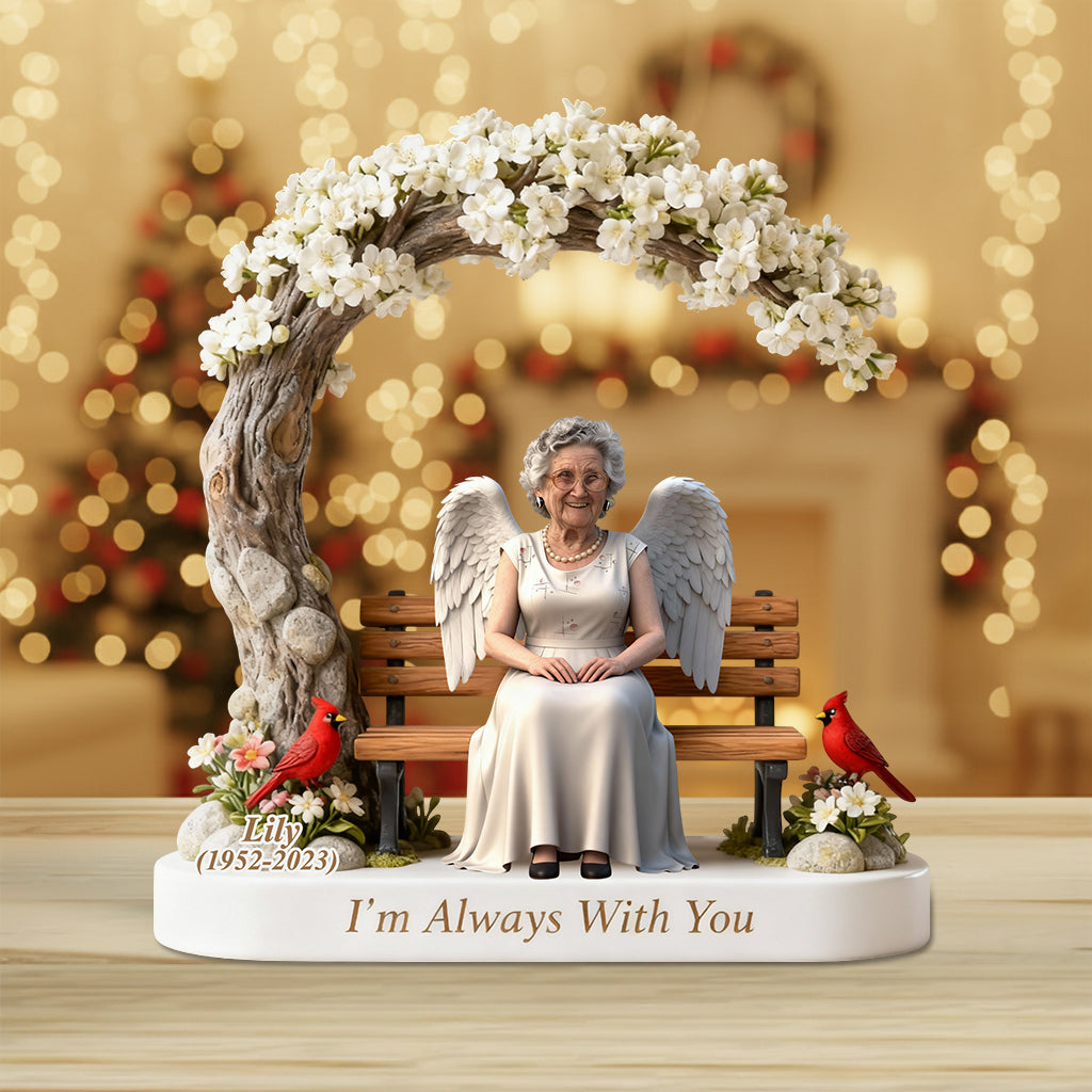Custom Memorial Black Grandma Bench Figurine - Personalized Funeral Remembrance Diorama Statue, Sympathy Gift for Loss of Grandmother Family Keepsake