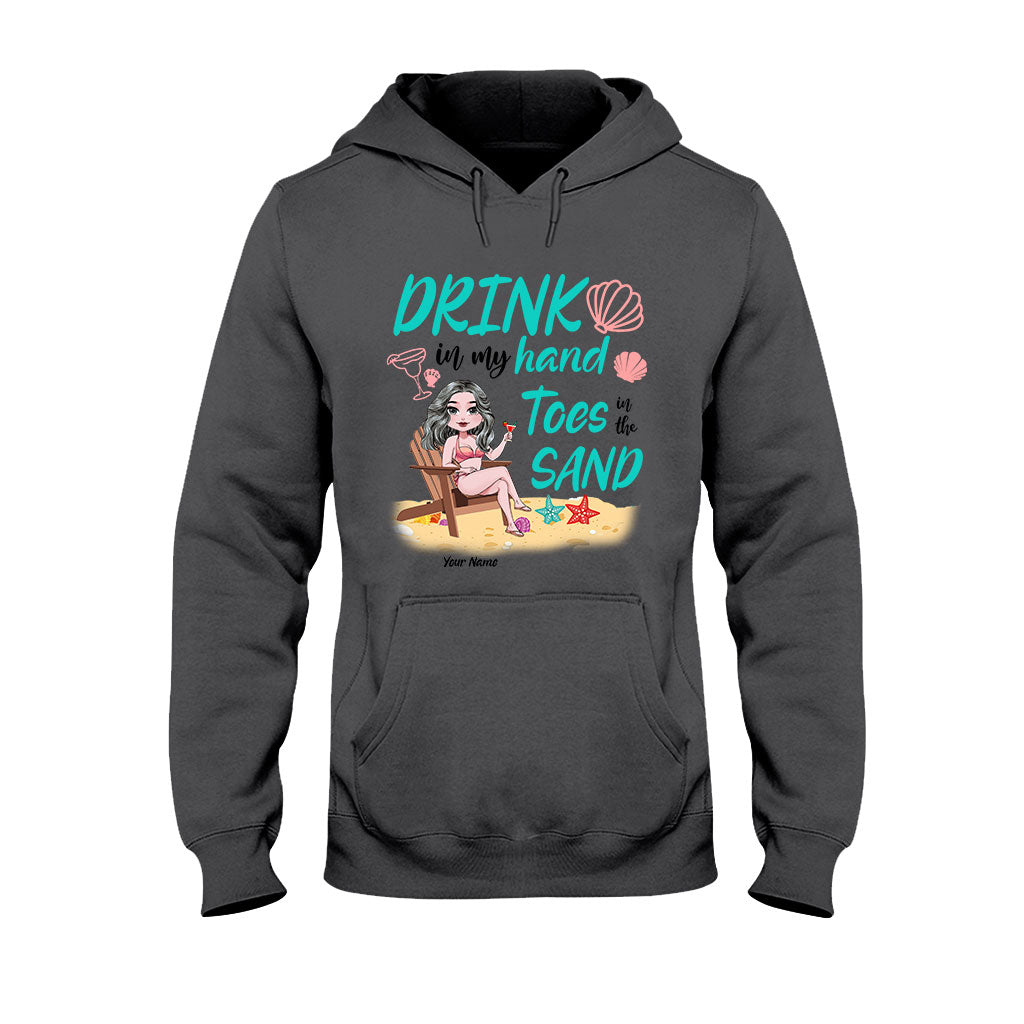 Drink In My Hand Toes In The Sand - Personalized Sea Lover T-shirt and Hoodie