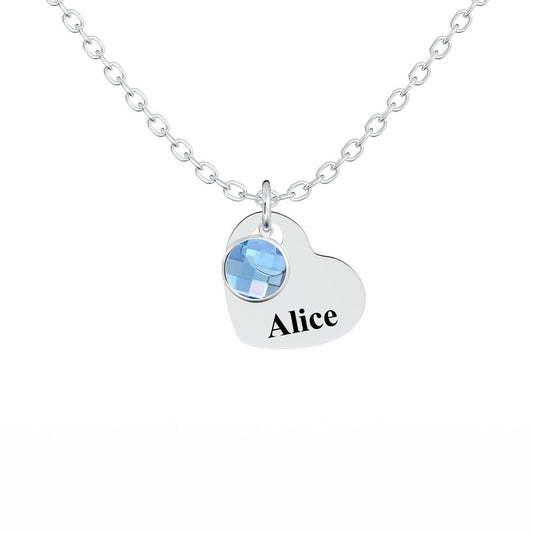 All Members - Personalized Family Heart Pendant Necklace with Birthstones