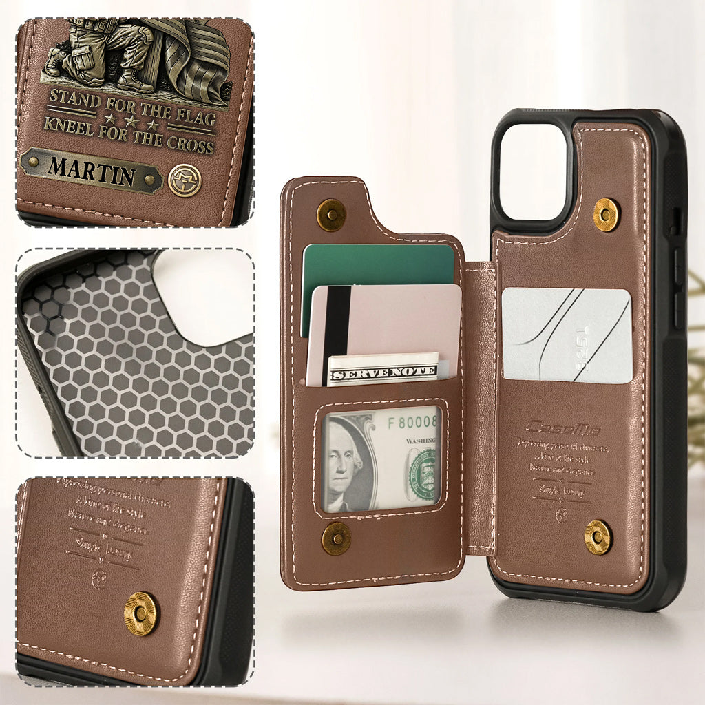 Kneel For The Cross - Personalized Veteran Wallet Phone Case