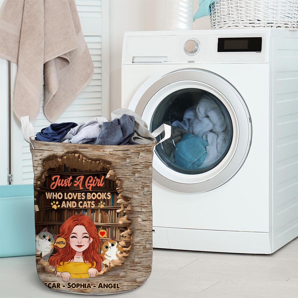 Love Books And Cats - Personalized Book Storage Basket