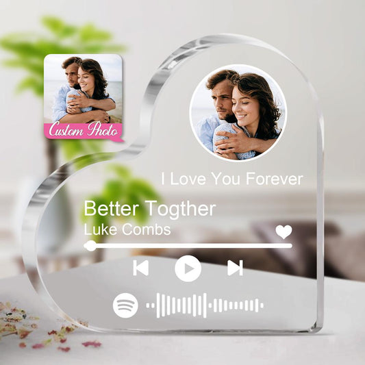 Music Code Song Photo Custom Heart - Personalized Couple Music Code Heart Plaque