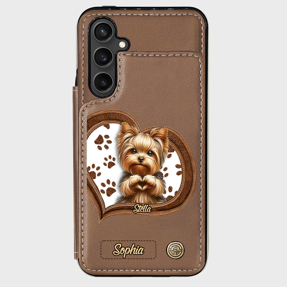 Puppy/ Kitty Makes Heart Hands - Personalized Dog Wallet Phone Case