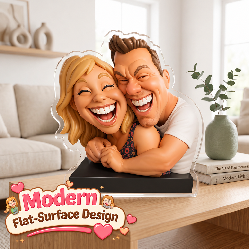 Funny Gift Cartoonish Exaggerated Mascot Style - Personalized Couple Custom Shaped Acrylic Plaque