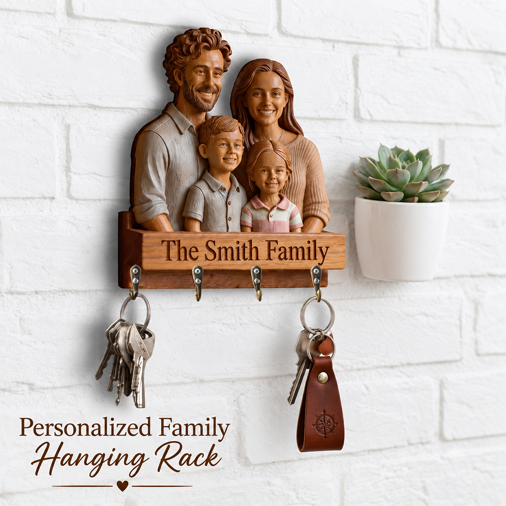 I Love My Family - Personalized Family Custom Shaped Hanging Rack