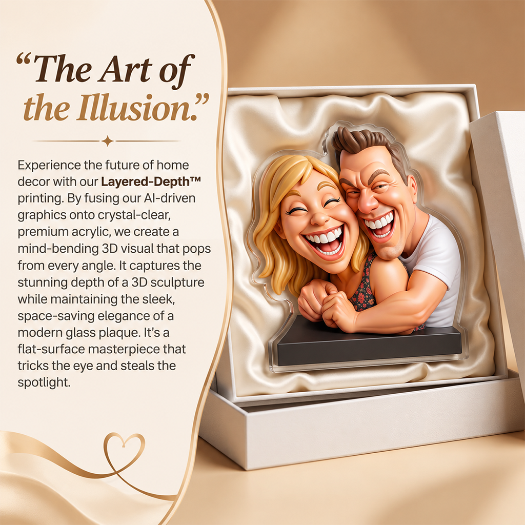 Funny Gift Cartoonish Exaggerated Mascot Style - Personalized Couple Custom Shaped Acrylic Plaque
