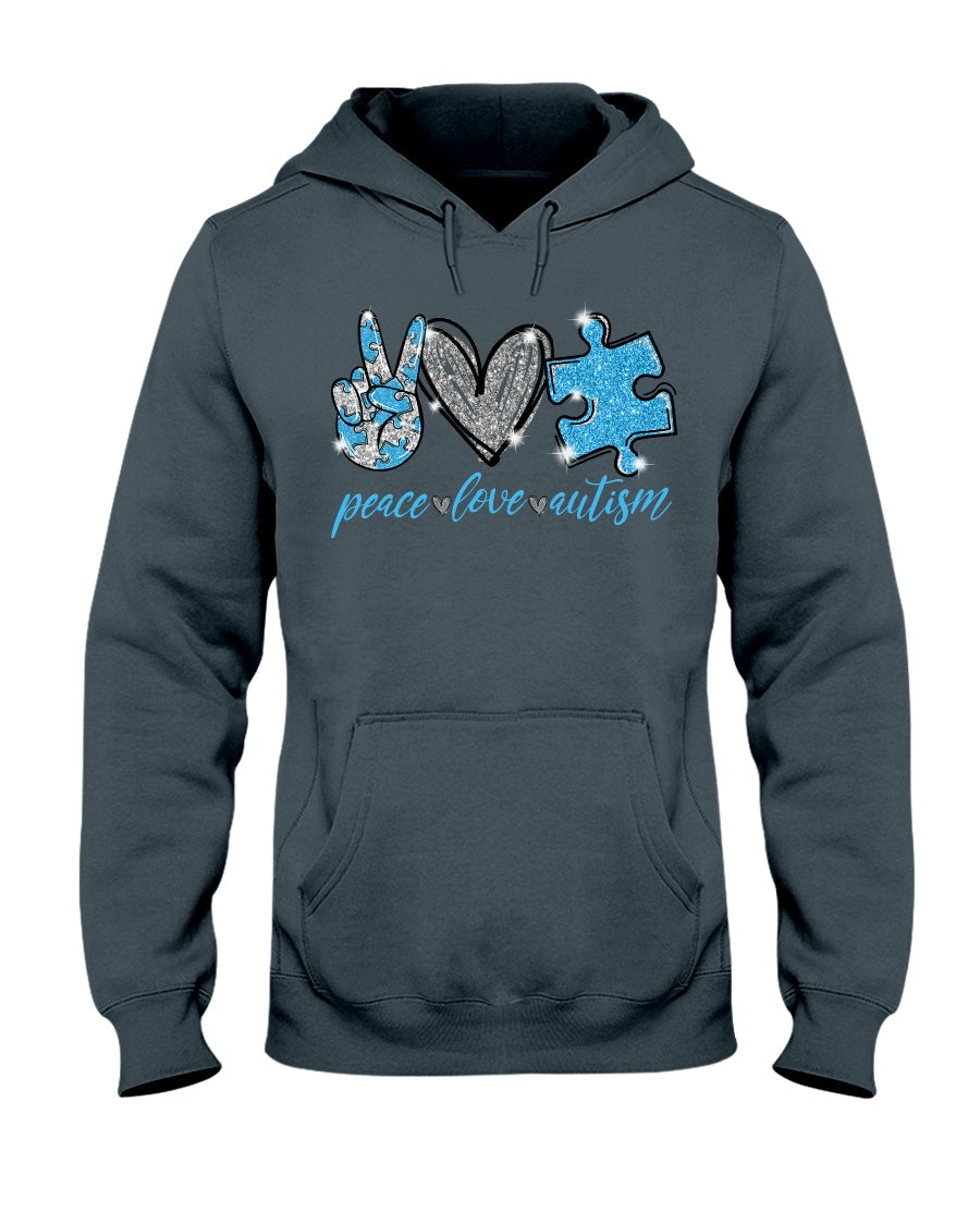Peace Love - Autism Autism Awareness T-shirt and Hoodie 0921