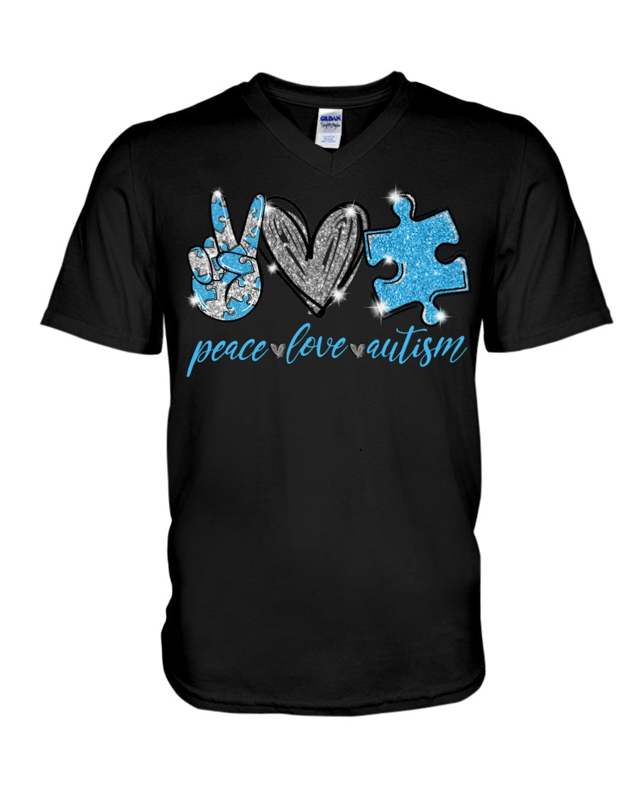 Peace Love - Autism Autism Awareness T-shirt and Hoodie 0921
